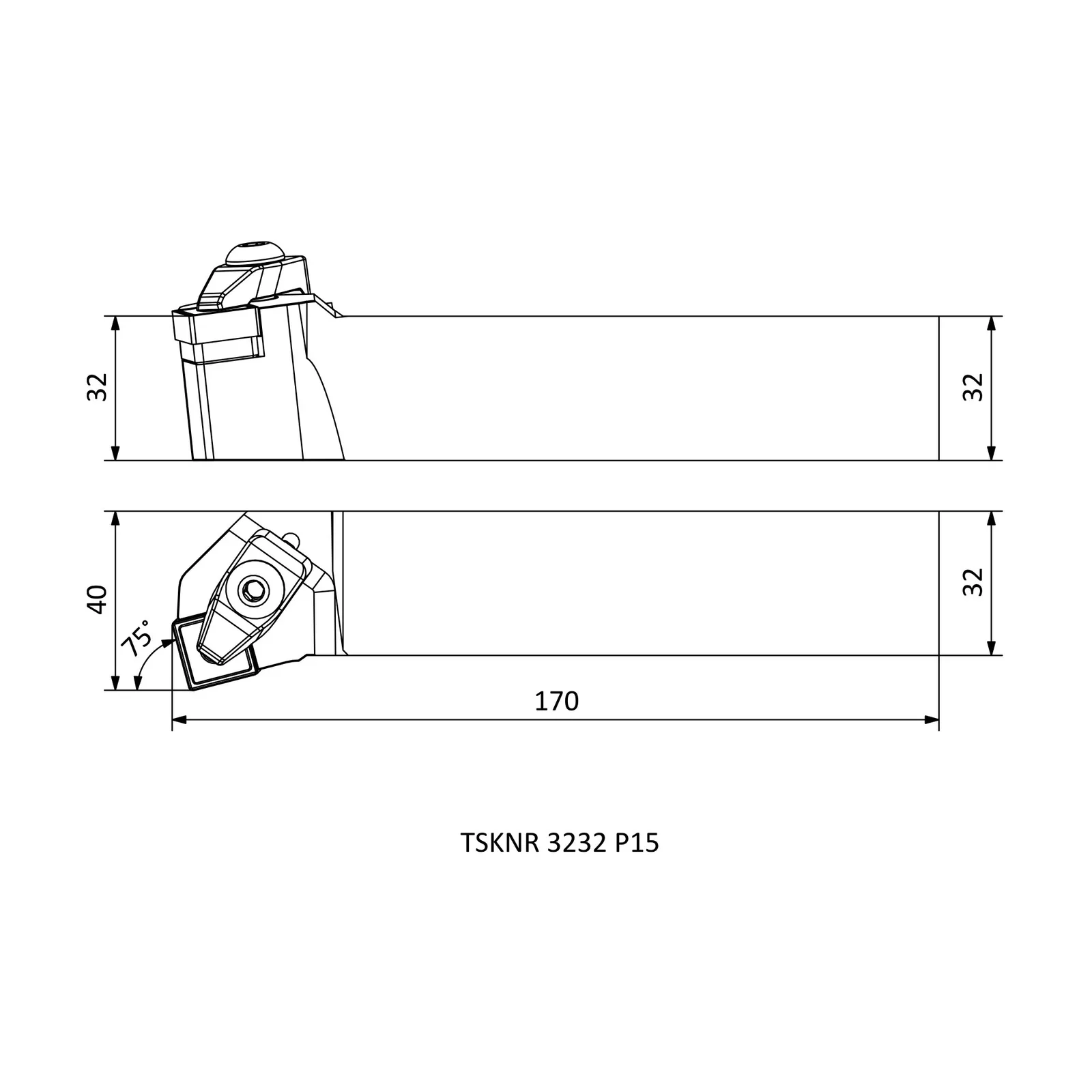 TSKNR 3232 P15 &mdash; dimensioned drawing