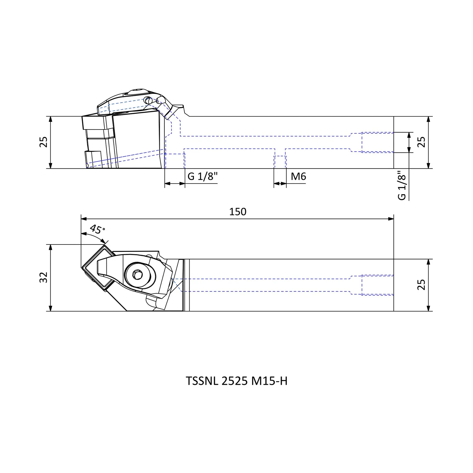 TSSNL 2525 M15-H &mdash; dimensioned drawing