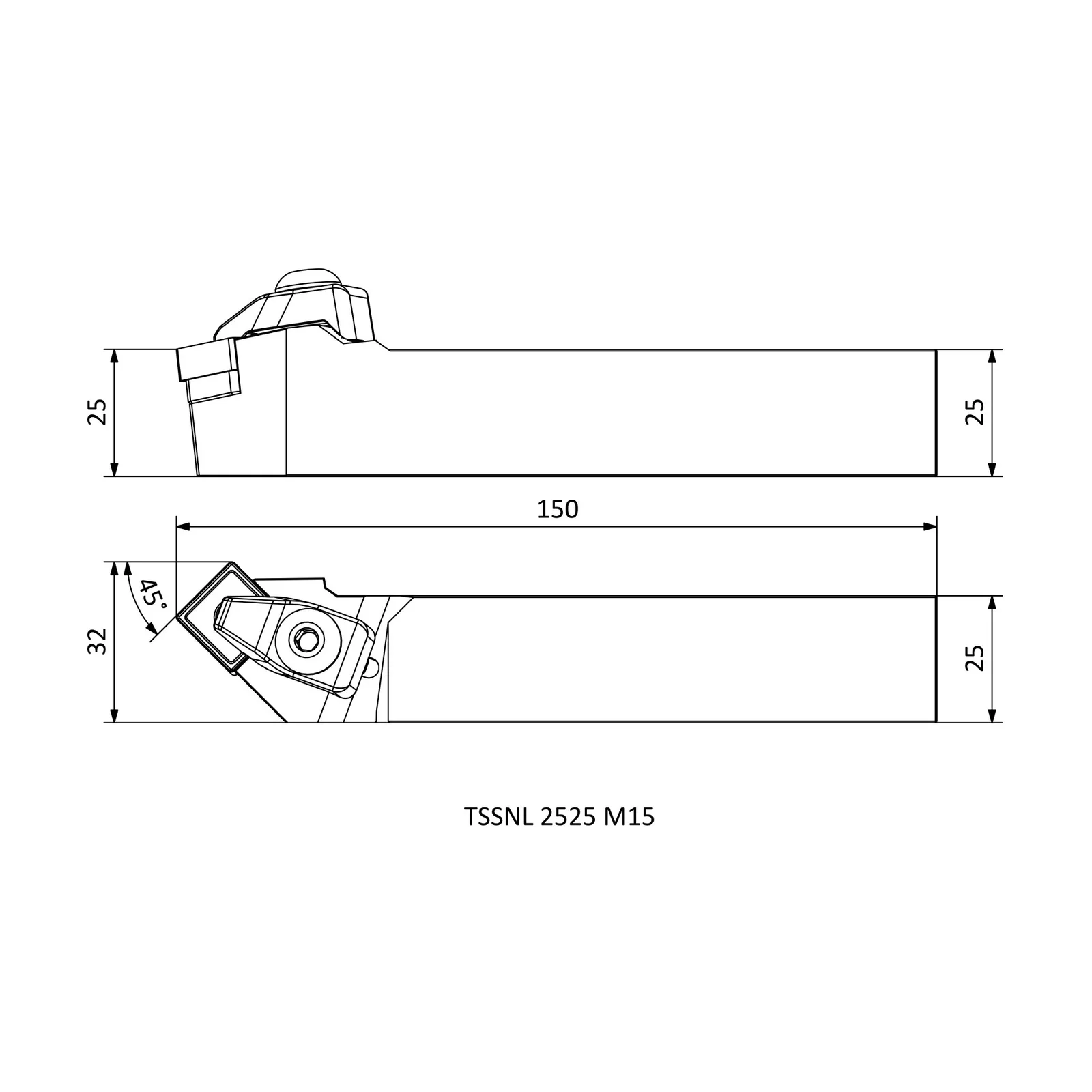 TSSNL 2525 M15 &mdash; dimensioned drawing