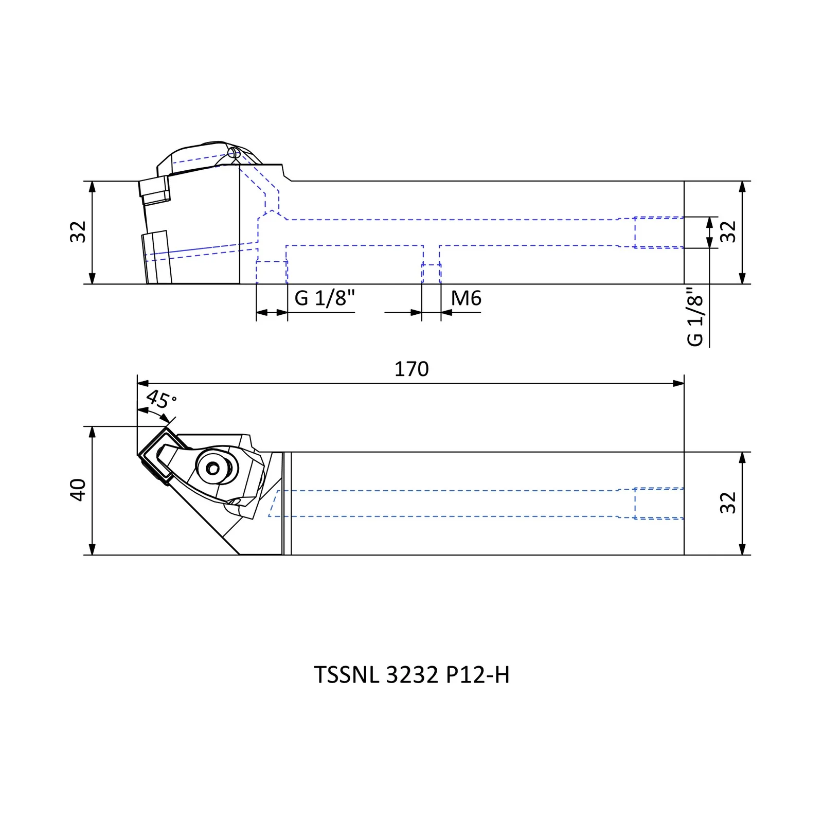 TSSNL 3232 P12-H &mdash; dimensioned drawing