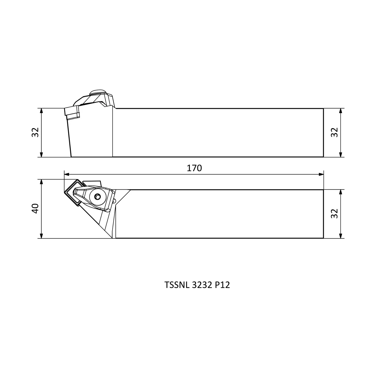 TSSNL 3232 P12 &mdash; dimensioned drawing