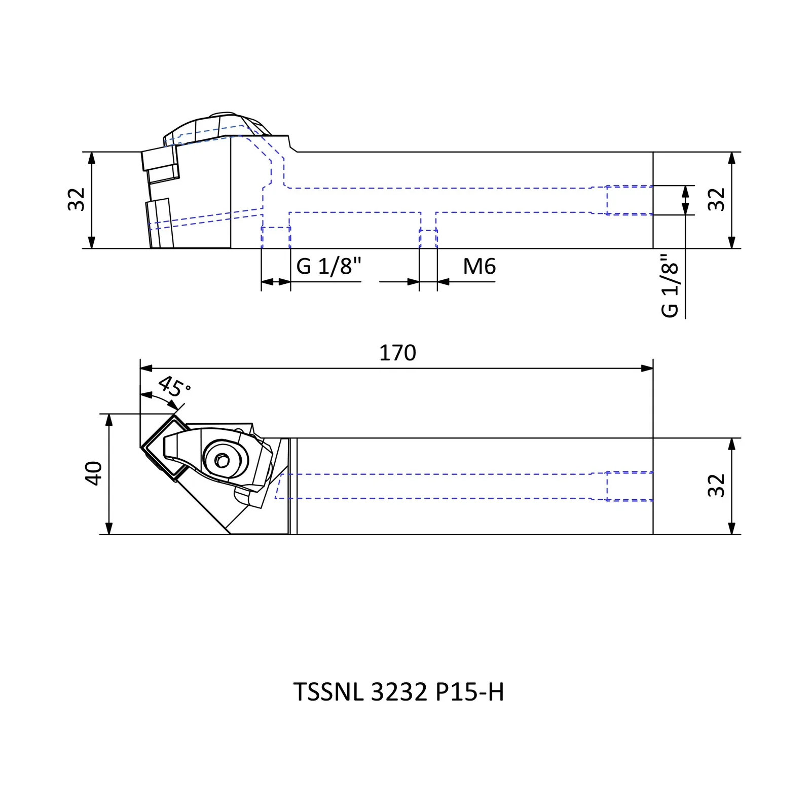 TSSNL 3232 P15-H &mdash; dimensioned drawing