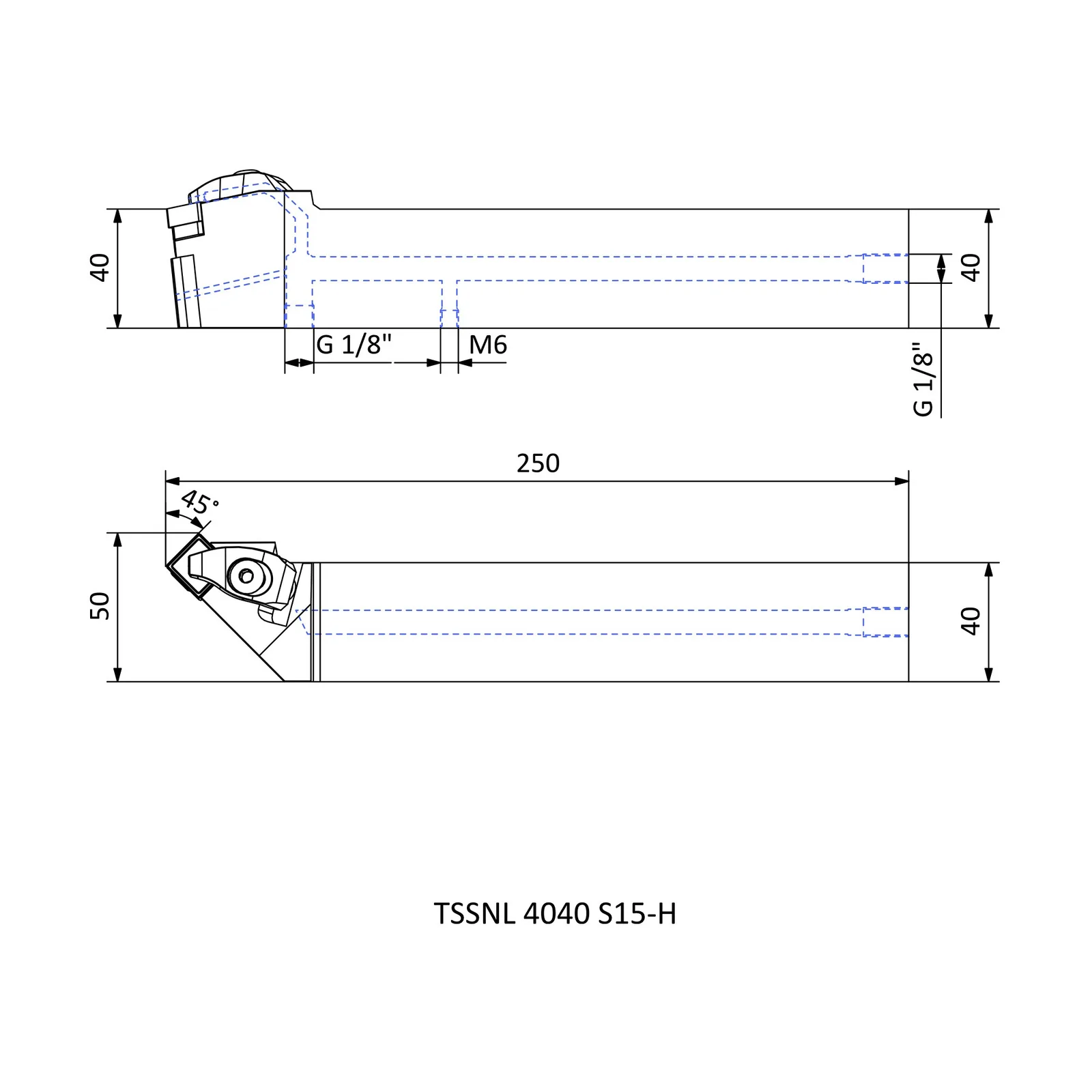 TSSNL 4040 S15-H &mdash; dimensioned drawing