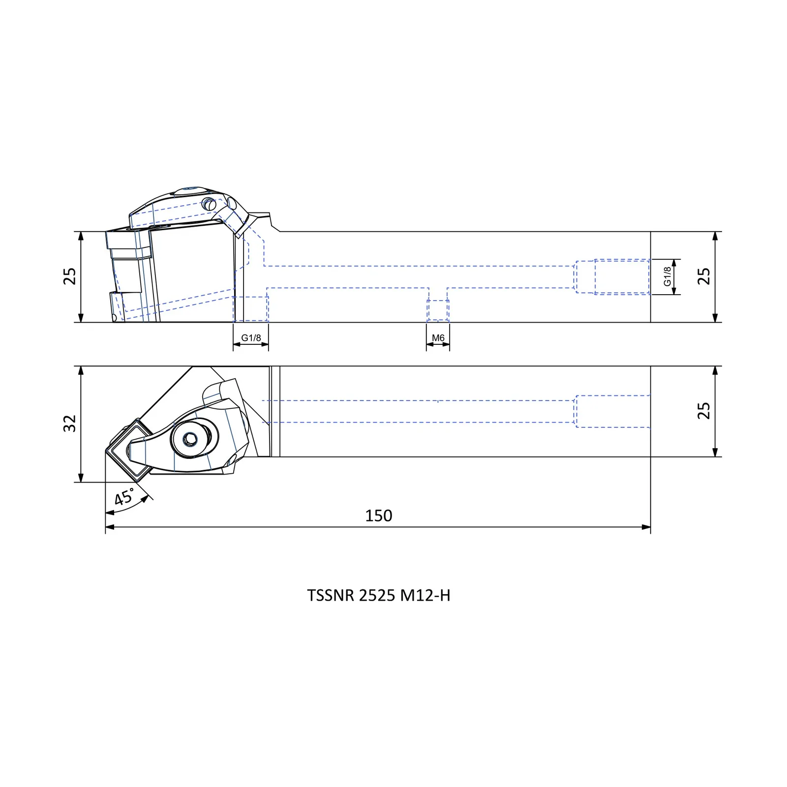 TSSNR 2525 M12-H &mdash; dimensioned drawing