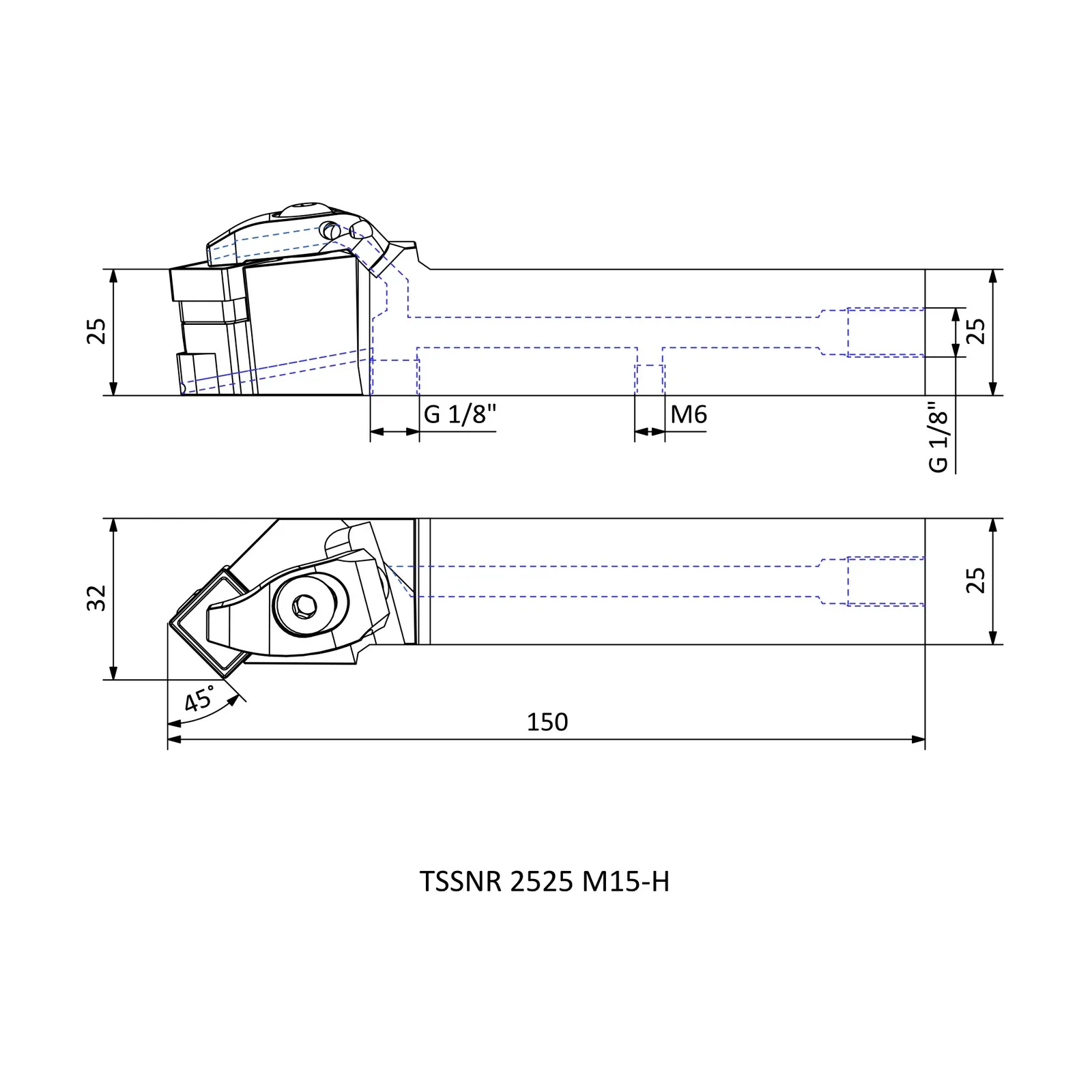 TSSNR 2525 M15-H &mdash; dimensioned drawing