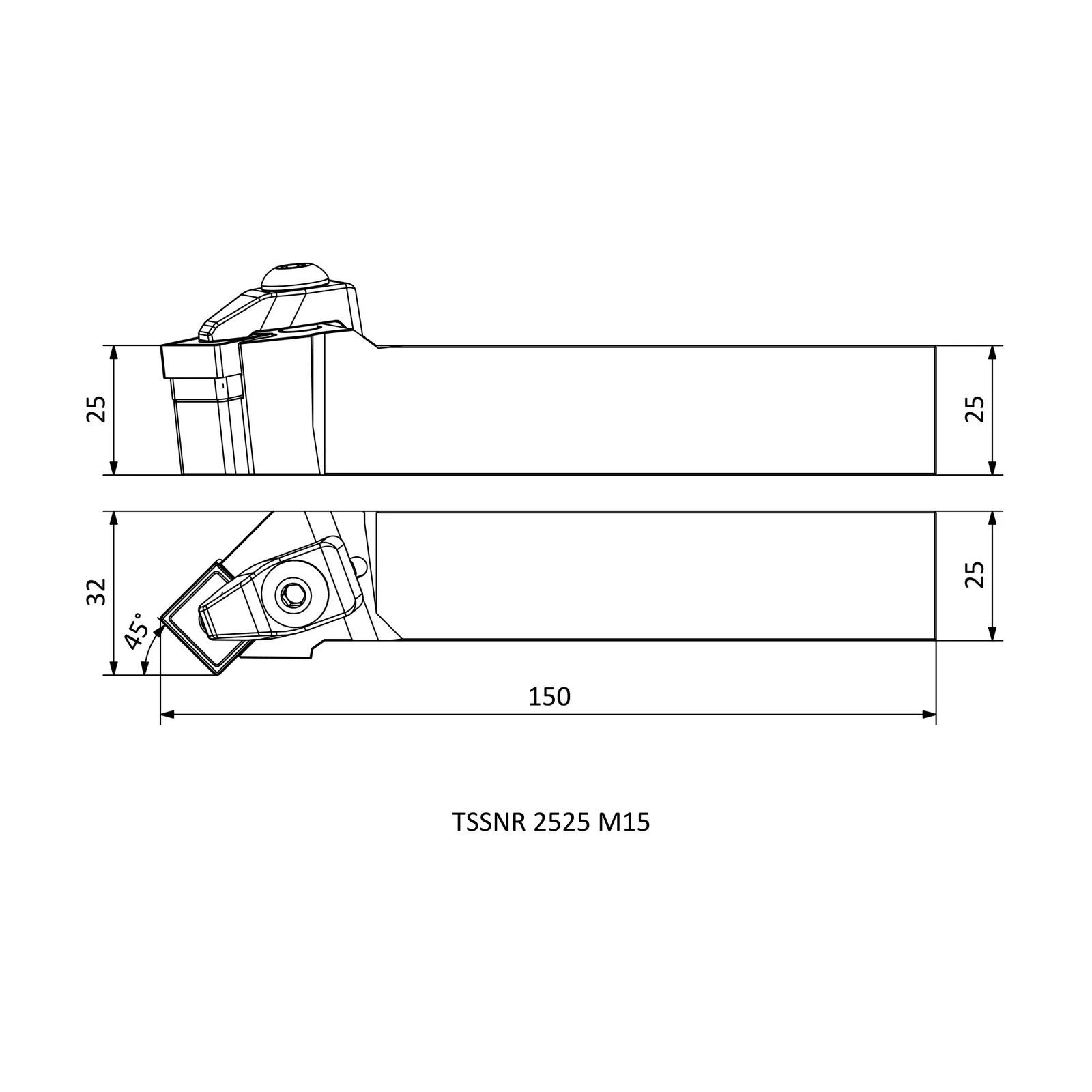TSSNR 2525 M15 &mdash; dimensioned drawing