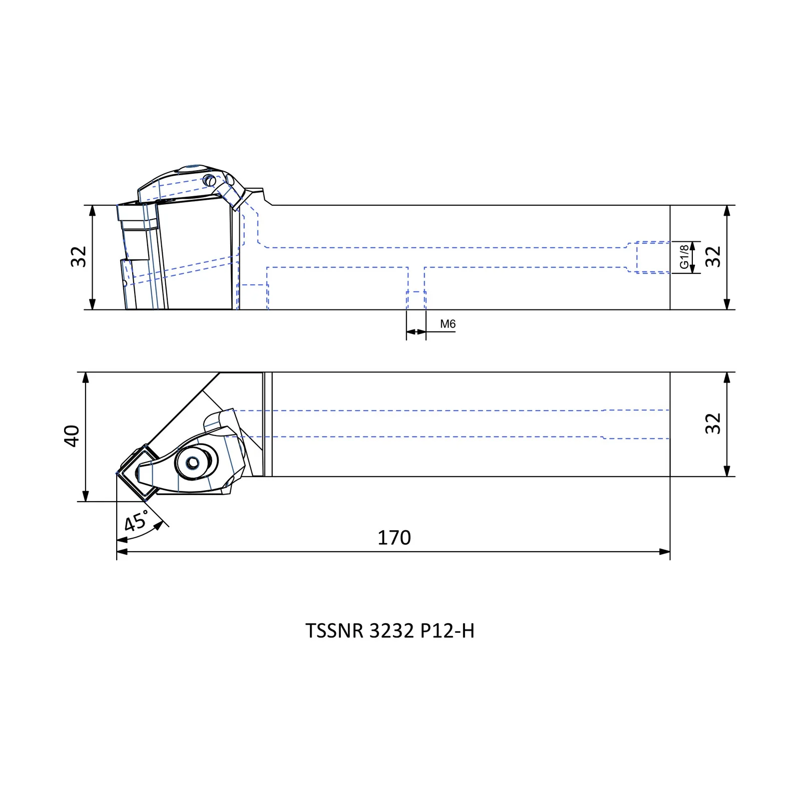 TSSNR 3232 P12-H &mdash; dimensioned drawing