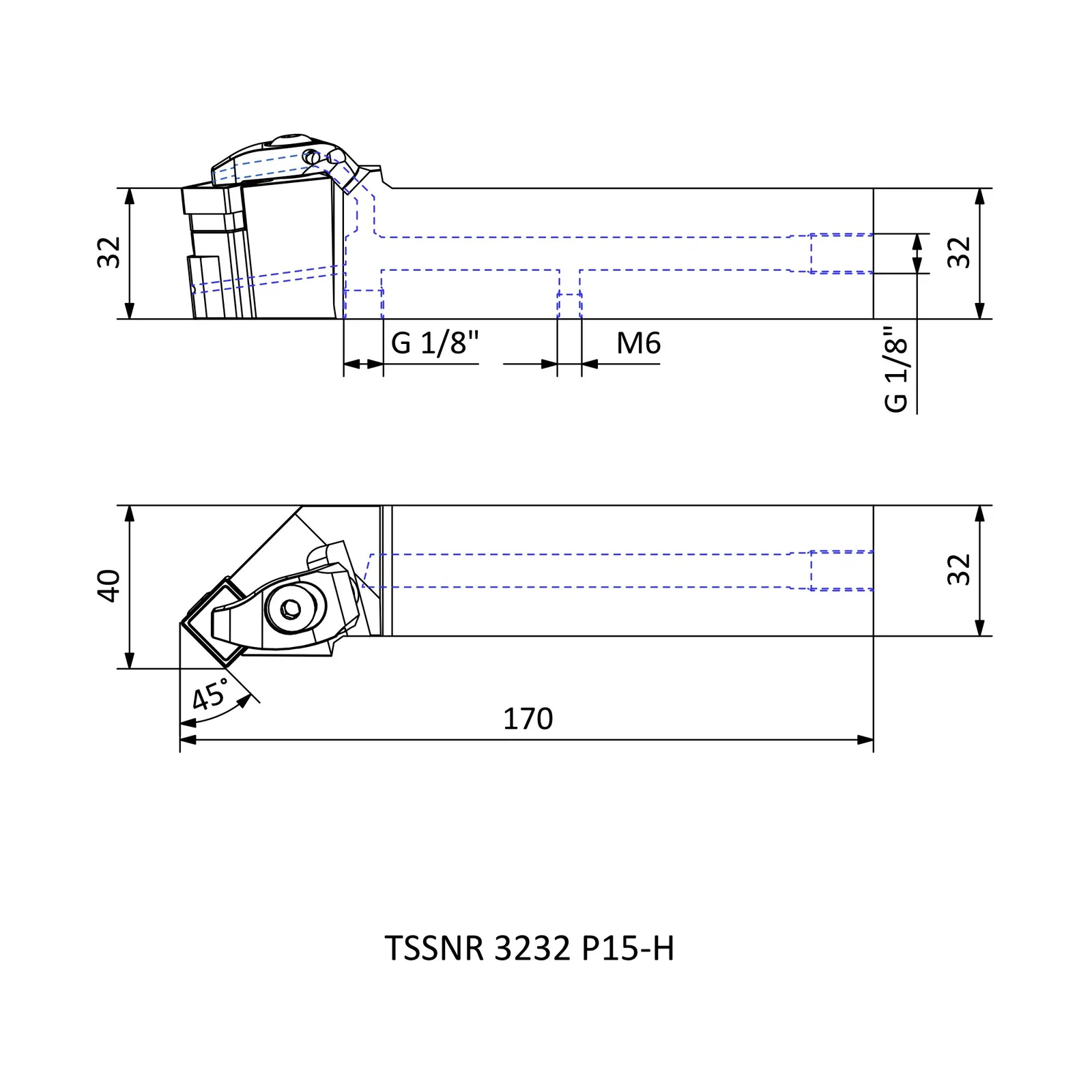 TSSNR 3232 P15-H &mdash; dimensioned drawing