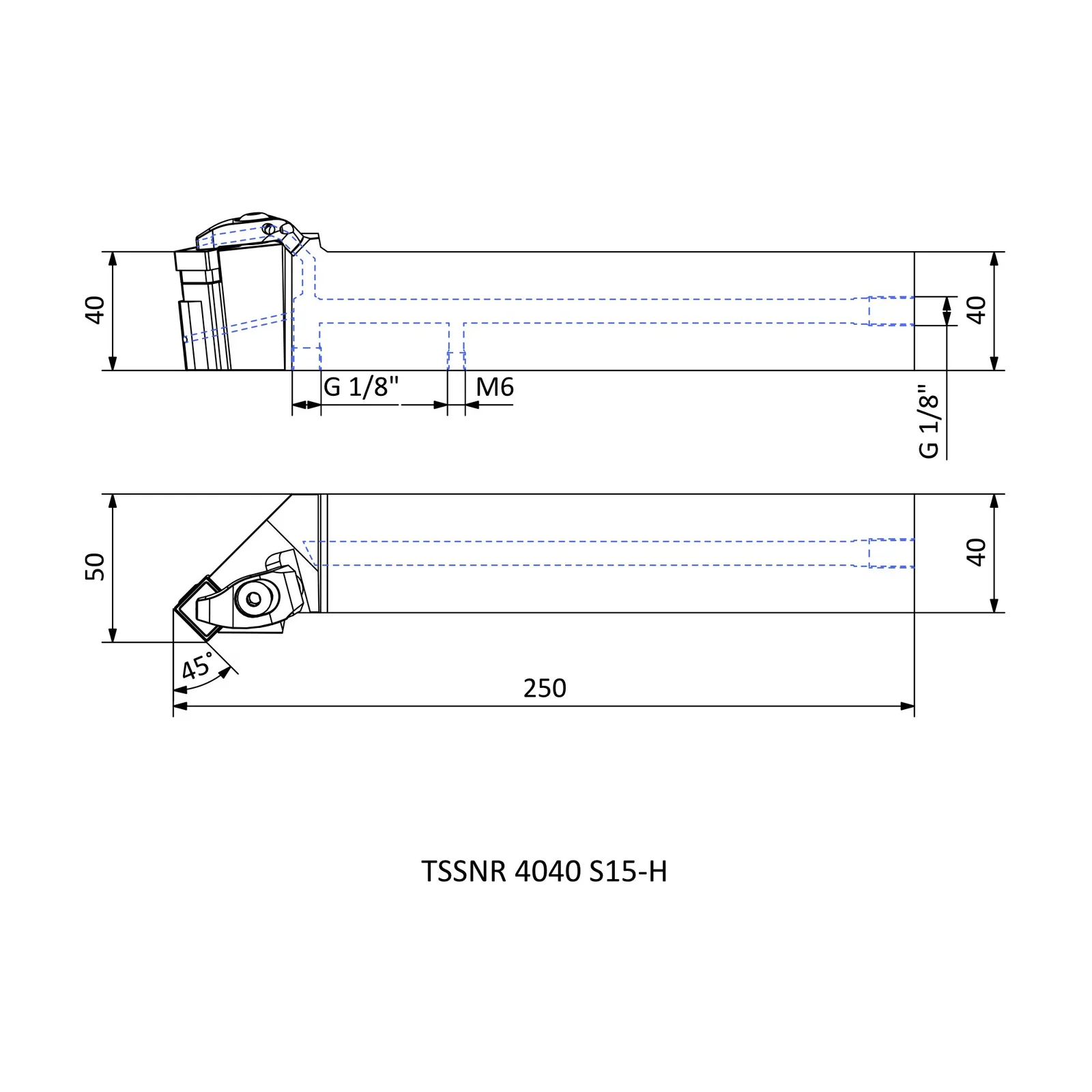 TSSNR 4040 S15-H &mdash; dimensioned drawing