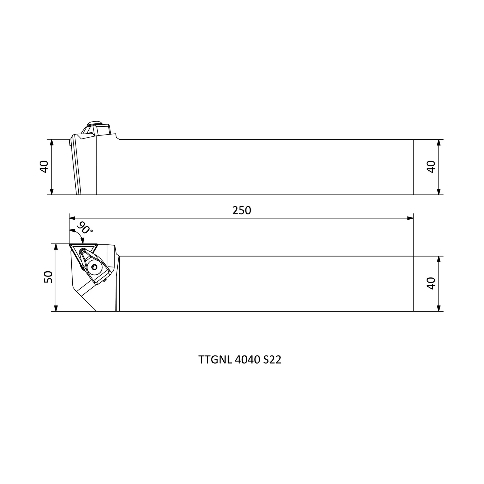 TTGNL 4040 S22 &mdash; dimensioned drawing