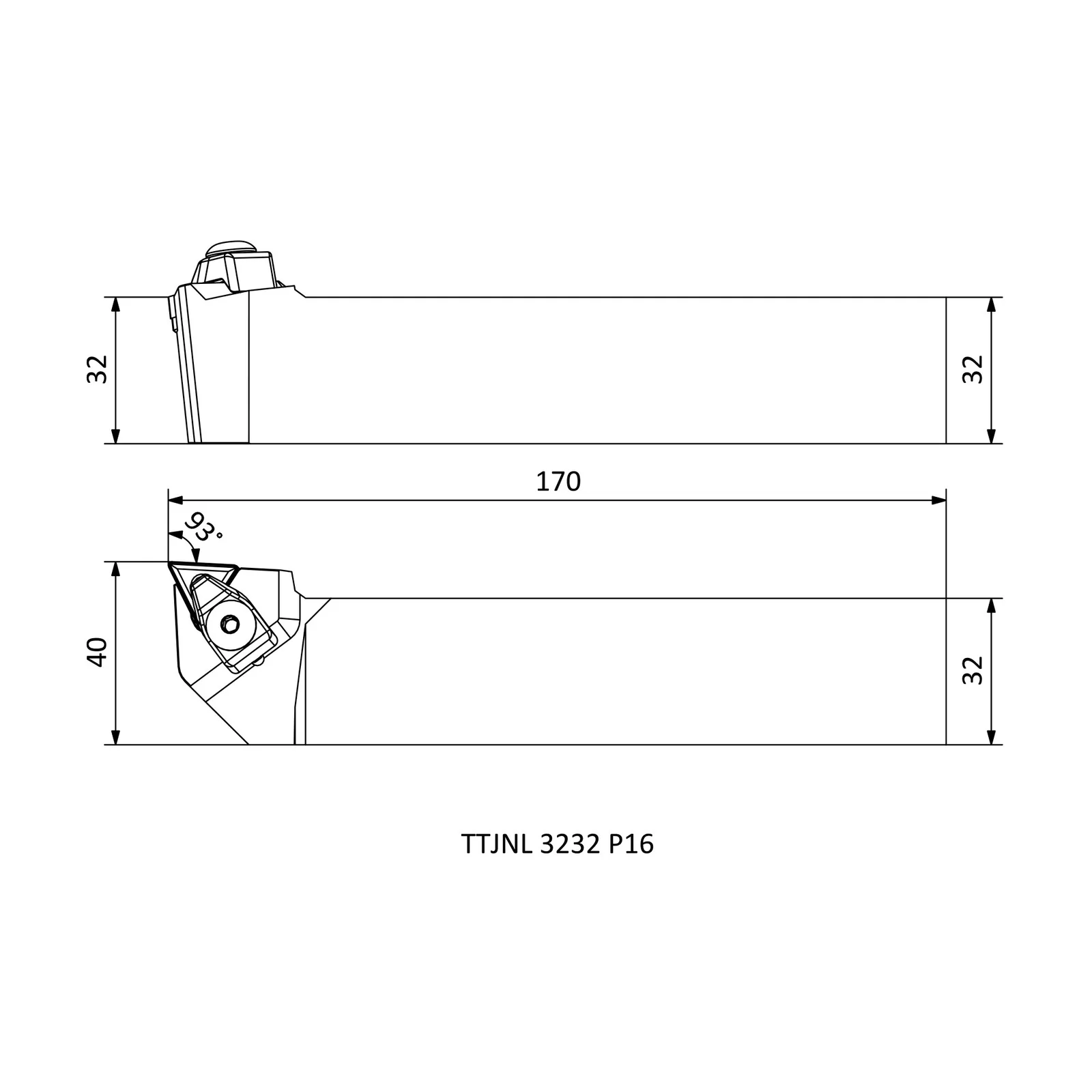 TTJNL 3232 P16 &mdash; dimensioned drawing