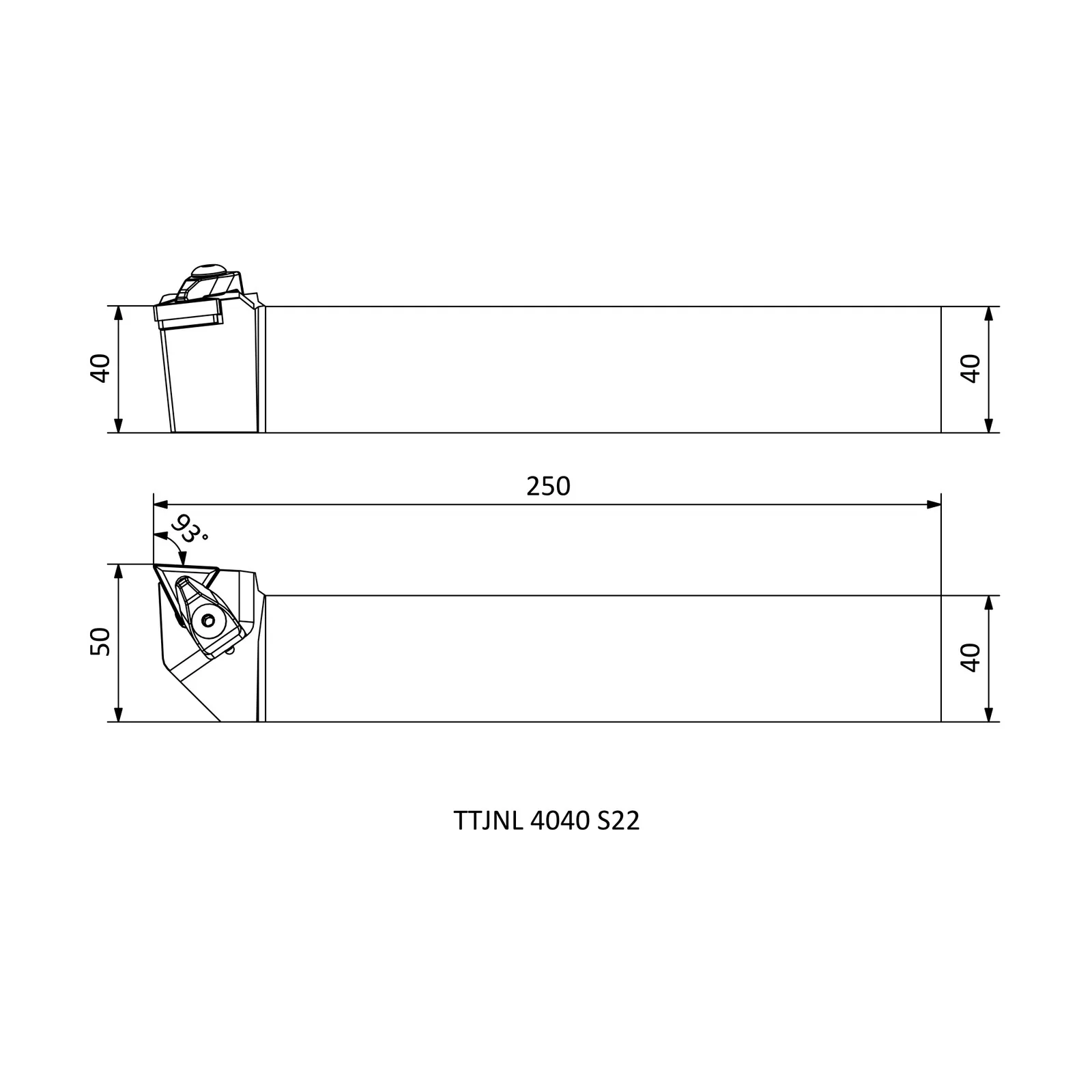 TTJNL 4040 S22 &mdash; dimensioned drawing