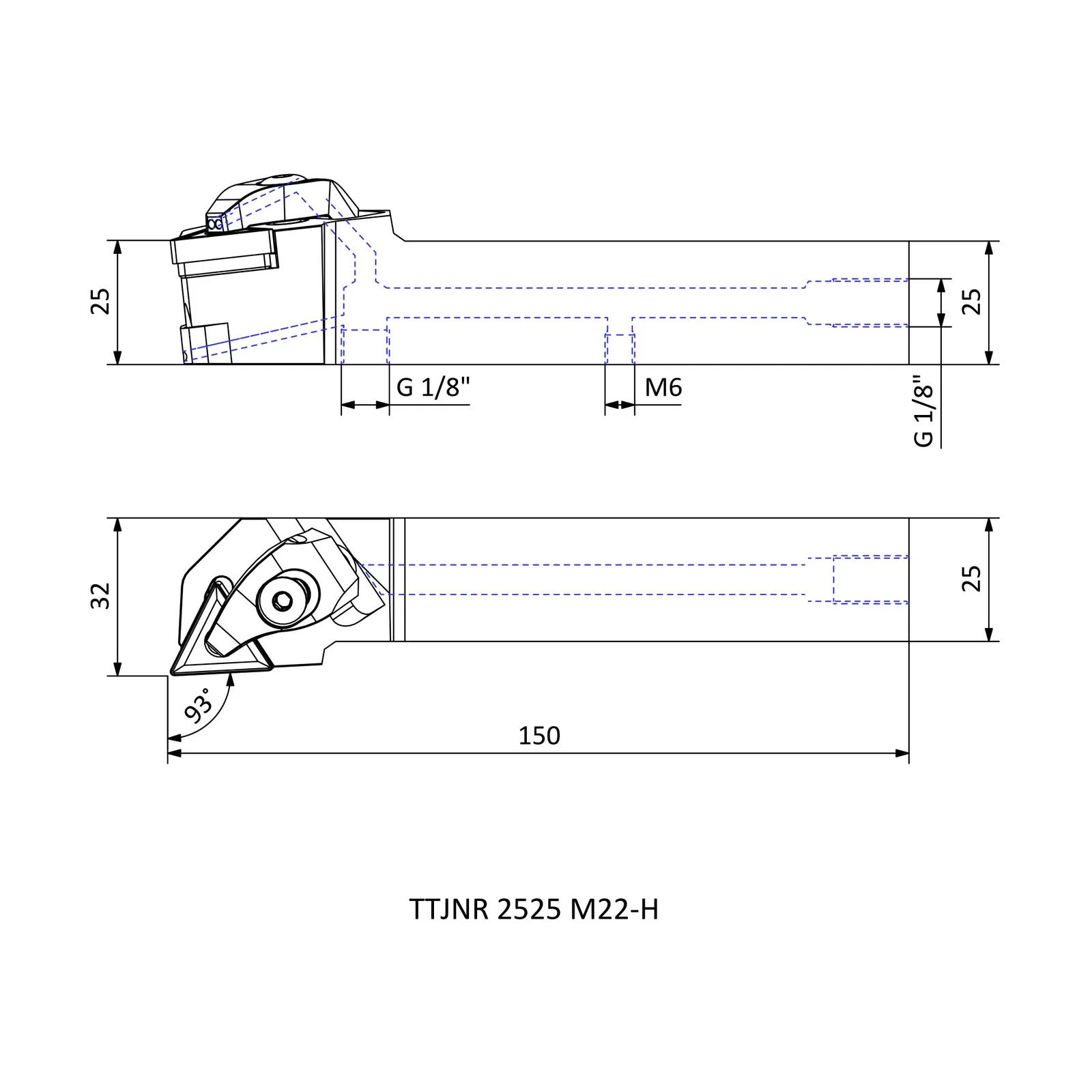 TTJNR 2525 M22-H &mdash; dimensioned drawing
