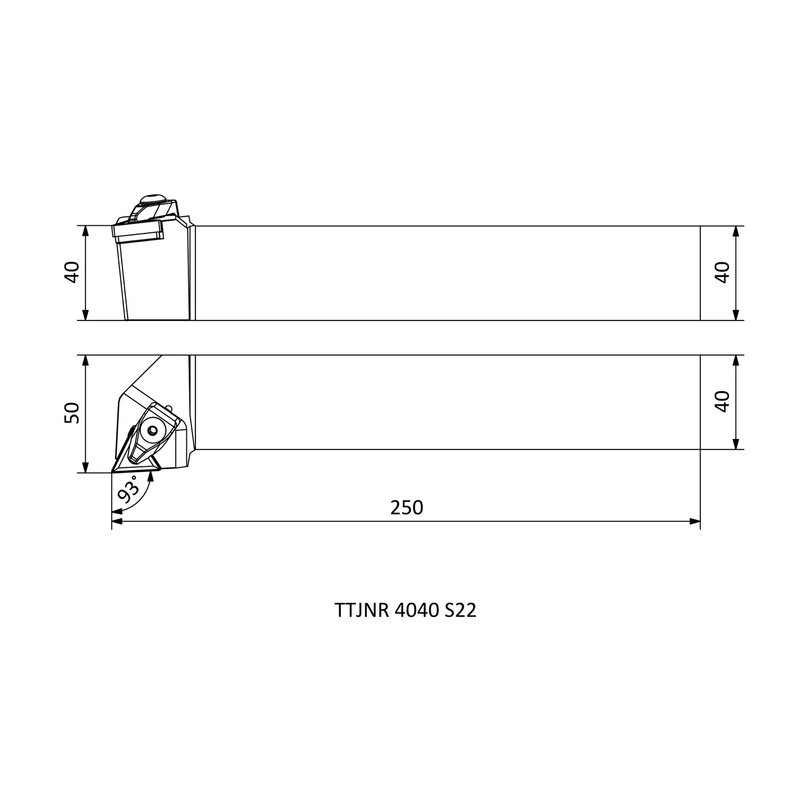 TTJNR 4040 S22 &mdash; dimensioned drawing