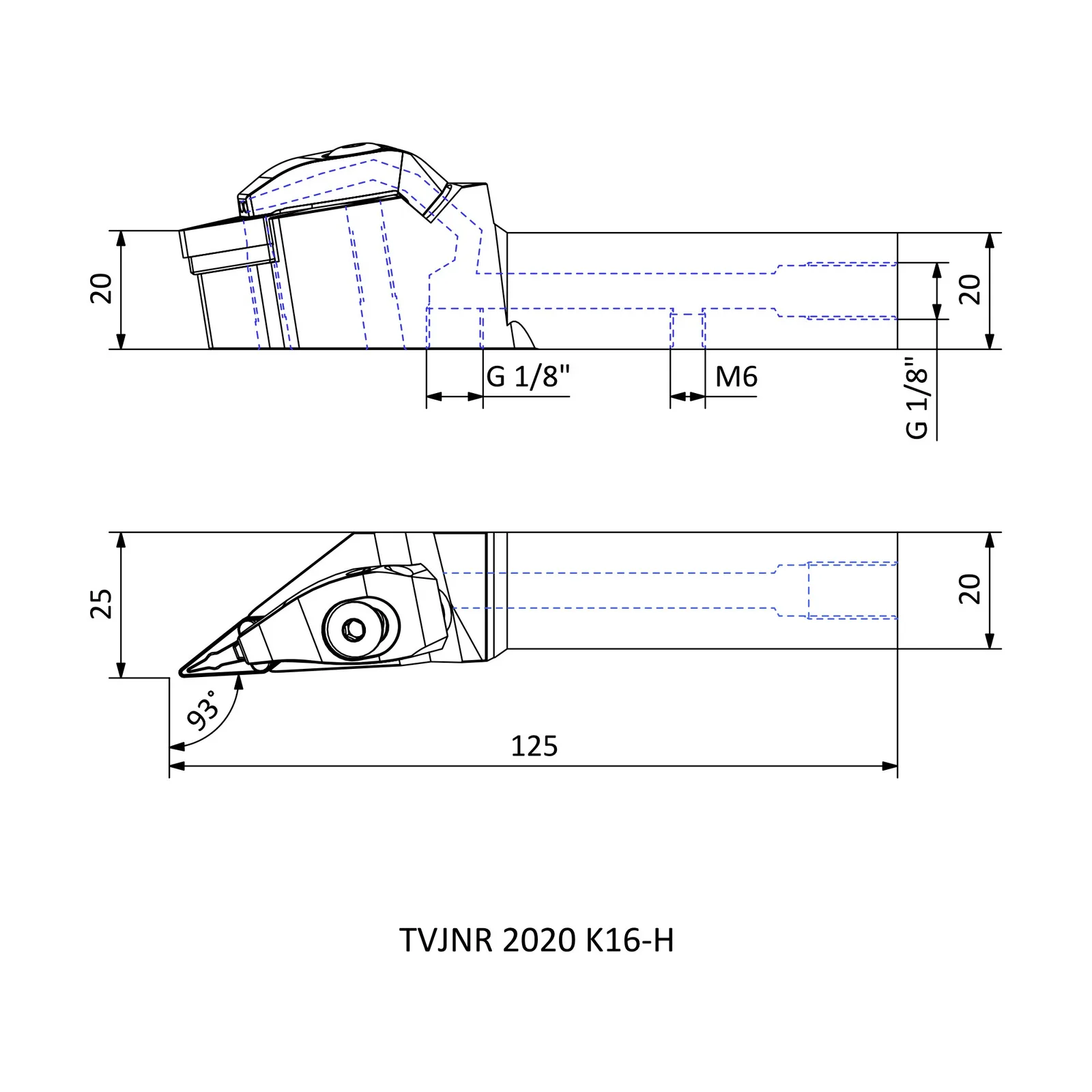 TVJNR 2020 K16-H &mdash; dimensioned drawing
