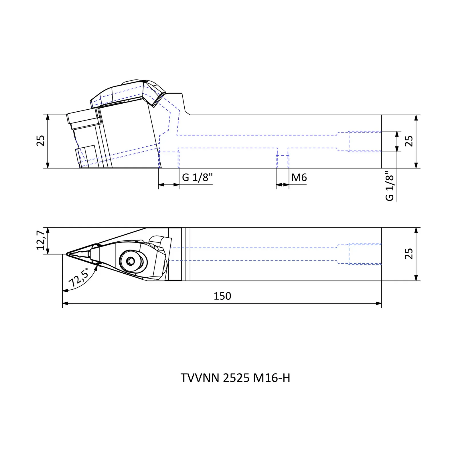 TVVNN 2525 M16-H &mdash; dimensioned drawing