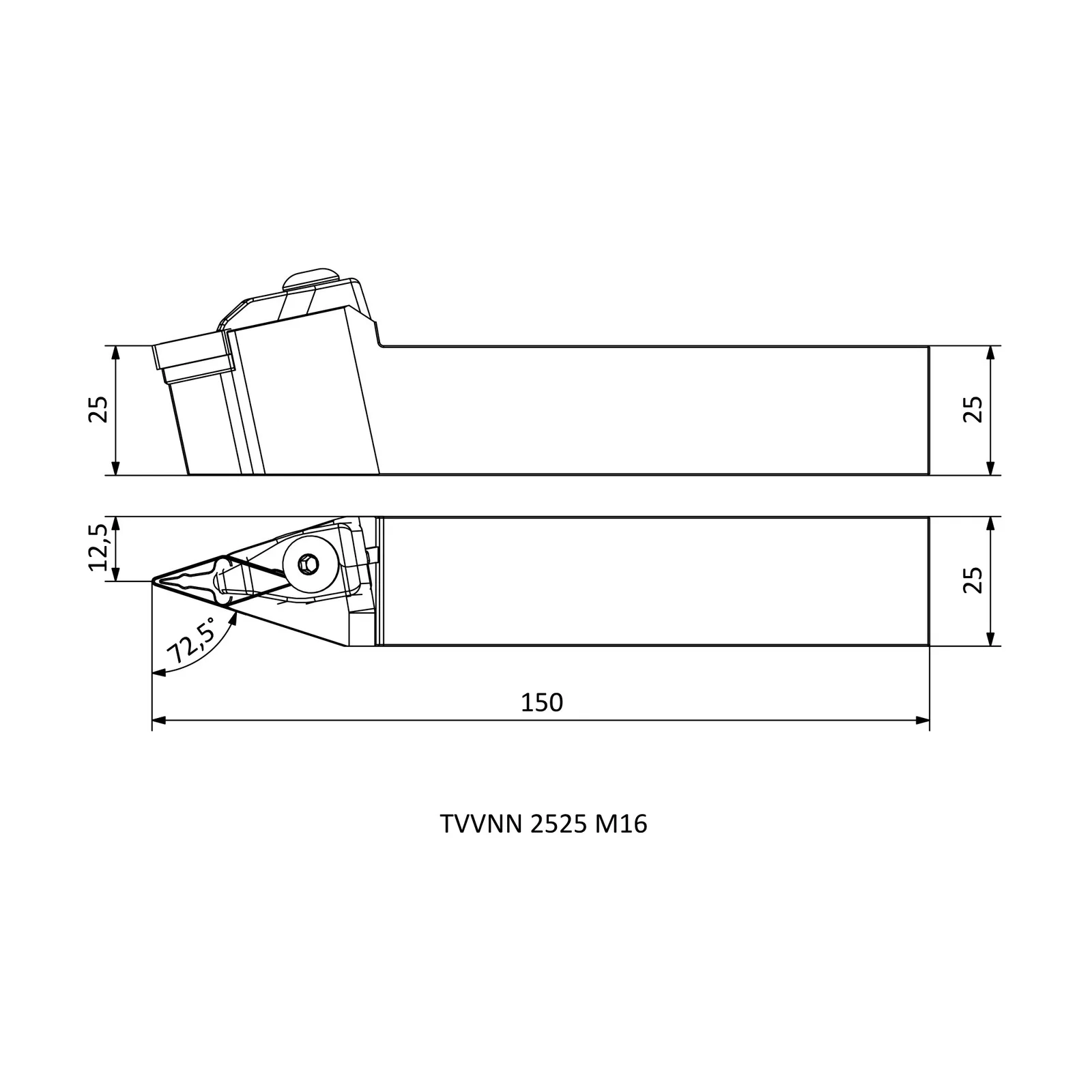 TVVNN 2525 M16 &mdash; dimensioned drawing