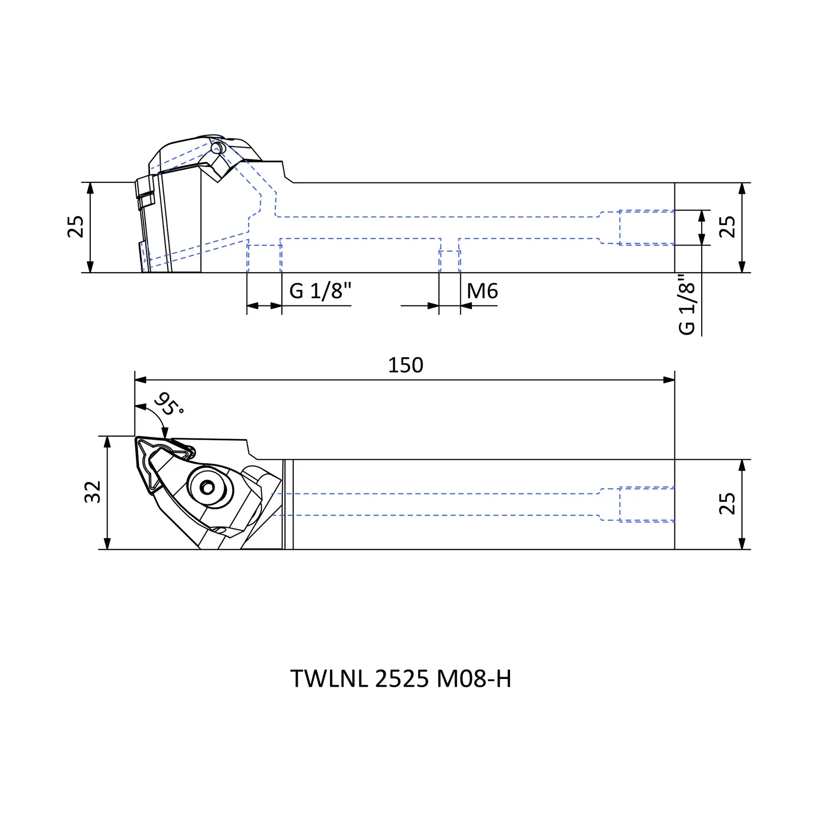 TWLNL 2525 M08-H &mdash; dimensioned drawing