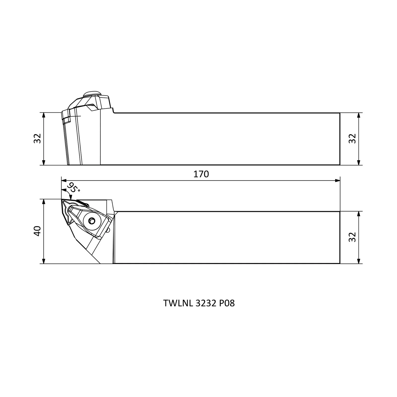 TWLNL 3232 P08 &mdash; dimensioned drawing