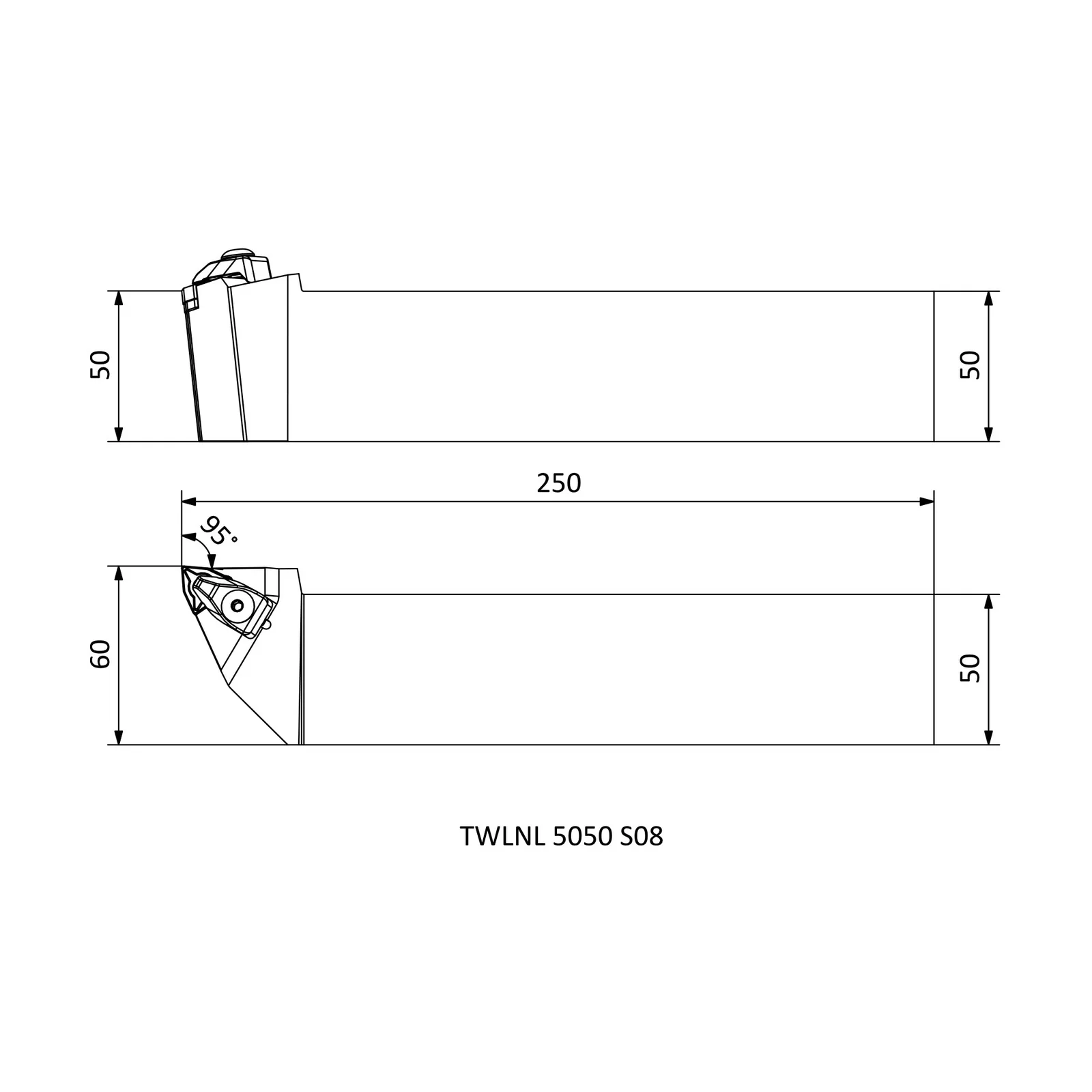 TWLNL 5050 S08 &mdash; dimensioned drawing